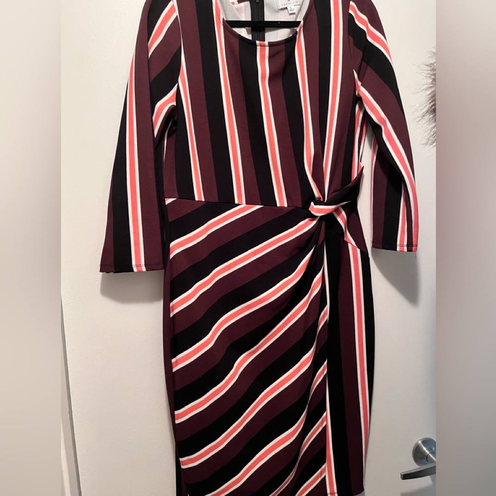 Socialite Maroon Striped Wrap Dress